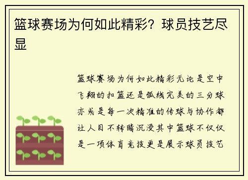 篮球赛场为何如此精彩？球员技艺尽显