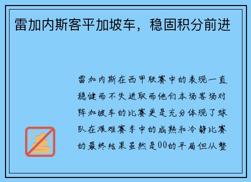 雷加内斯客平加坡车，稳固积分前进